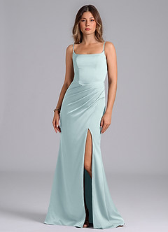 Azazie Donielle Bridesmaid Dresses Mist Mermaid Corset Stretch Satin Dress image3