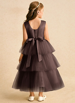 Azazie Marshmallow Flower Girl Dresses Ganache Ball-Gown Bow Tulle Dress image2