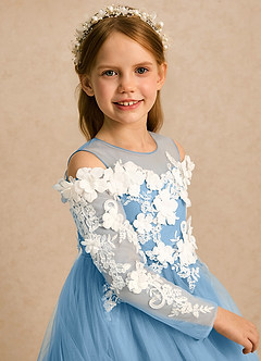 Azazie Lilah Flower Girl Klänningar Klänning A-linje i Tyll Spets image6