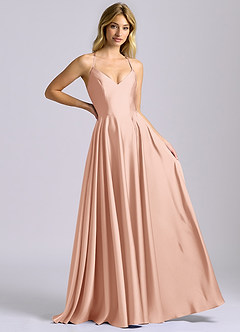 Azazie Truce Bridesmaid Dresses Rose Gold A-Line Stretch Satin Dress image6