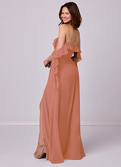 Barbie ♥ Azazie Robes de demoiselle d'honneur Robe Trapèze Convertible en Mousseline de soie Épaule décolletée Mai Tai image3
