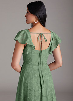 Azazie Bondi Bridesmaid Dresses Eucalyptus A-Line Side Slit Floral Burnout Dress image5