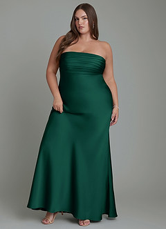 Azazie Saylor Bridesmaid Dresses Emerald Mermaid Strapless Stretch Satin Dress image11