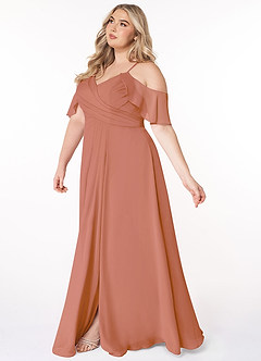 Azazie Dakota Bridesmaid Dresses MAI TAI A-Line V-Neck Pleated Chiffon Dress image17