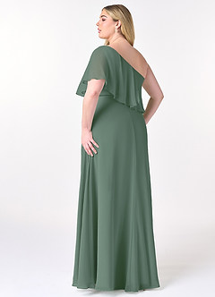 Azazie Lizzy Robes de demoiselle d'honneur Robe Trapèze en Mousseline de soie Ue épaule Eucalyptus image11