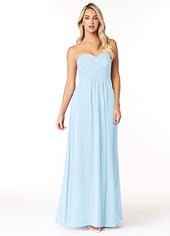Azazie Yazmin Robes de demoiselle d'honneur Robe Trapèze Convertible en Mousseline de soie Encolure en Forme de Cœur Bleu Ciel image4