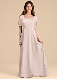 Azazie Briar Junior Blushing Pink A-Line Bow Stretch Satin Dress image4