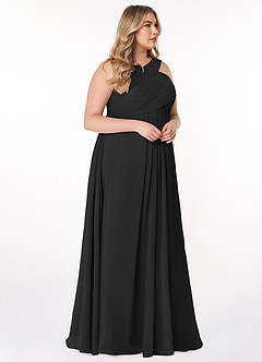 Azazie Kaleigh Bridesmaid Dresses Black A-Line Pleated Chiffon Dress image10