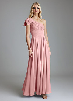 Azazie Elinora Final Sale Dusty Rose A-Line One Shoulder Chiffon Dress image1