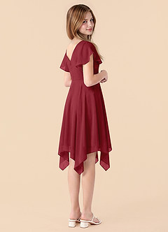 Azazie Janeaurelia Junior Pomegranate A-Line Pleated Chiffon Dress image2