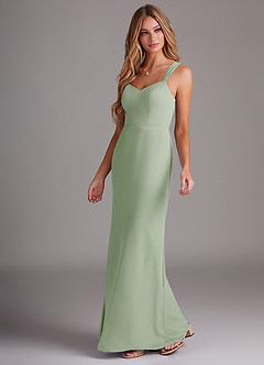 Azazie Denice Bridesmaid Dresses Dusty Sage Sheath Pleated Chiffon Dress image3