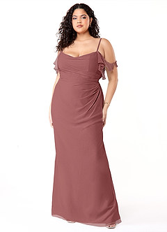 Azazie Emeralda Brautjungfernkleider Etui Schulterfrei Chiffon Kleid Amethyst image7