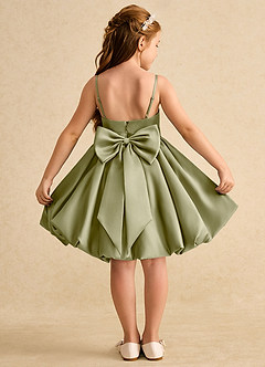 Azazie Davine vestidos de niña de las flores Vestido de Musgo Verde de Satin Mate de Corte En A con Tirante Espagueti image1