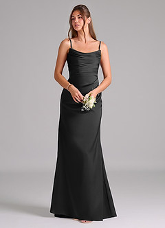 Azazie Lucille Bridesmaid Dresses Black Mermaid Strapless Stretch Satin Convertible Dress image7