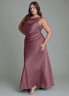 Azazie Kieryn Bridesmaid Dresses Amethyst Mermaid Pleated Stretch Satin Dress image11