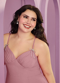 Barbie ♥ Azazie Bridesmaid Dresses Dusty Rose A-Line with Pockets Chiffon Dress image10