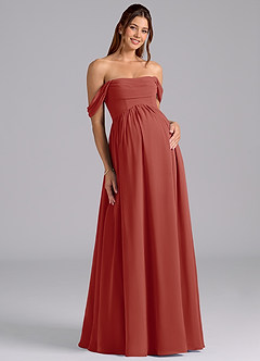 Azazie Saige Maternity Bridesmaid Dresses A-Line Pleated Chiffon Floor-Length Dress image3
