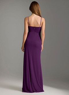 Azazie Maci Final Sale Grape Sheath Pleated Mesh Dress image2