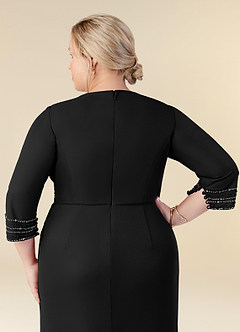 Azazie Rosena Final Sale Black Sheath Pleated Mesh Dress image12