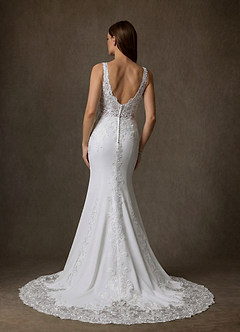 Azazie Isadora Wedding Dresses Diamond White Mermaid Lace Dress image4