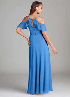 Azazie Dakota Bridesmaid Dresses Blue Jay A-Line Off the Shoulder Mesh Dress image4