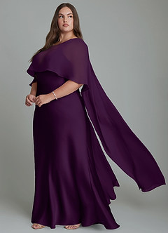 Azazie Stefania Bridesmaid Dresses Grape A-Line Stretch Satin Dress image10