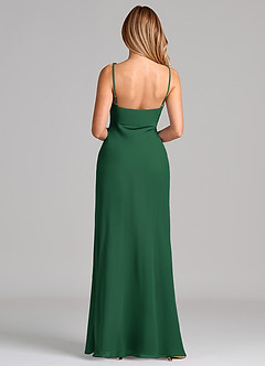 Azazie Tianna Final Sale Dark Green Sheath Chiffon Dress image2