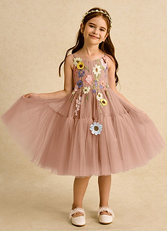 Azazie Osea Sukienki dla dziewczynek sypiących kwiaty Suknia balowa Pofałdowany Tiul Długość do kolan Sukienka image8