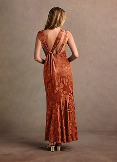 Bellini Rust Jacquard Satin Maxi Dress image7