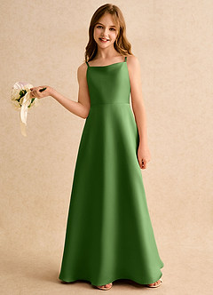 Azazie Joella Girls Formal Flower Girl Klänningar Klänning A-Line i Matt satäng Plisserad image2