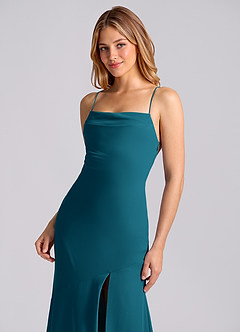 Azazie Grata Bridesmaid Dresses Ink Blue Mermaid Pleated Chiffon Dress image7