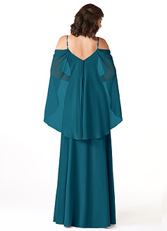 Azazie Cienna Abiti da Damigella Abito A-Line in Chiffon a Spalla Scoperta Blu Inchiostro image2