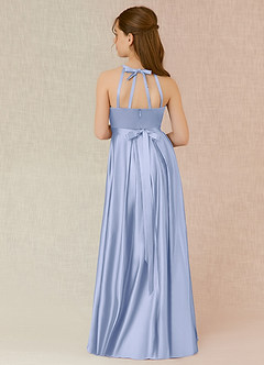 Azazie Arianthe Junior Ice A-Line with Pockets Matte Satin Dress image2