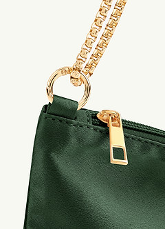 front Matching Color Metallic Satin Adjustable Shoulder Bag