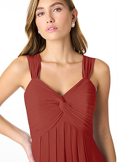 Azazie Kaitlynn Brautjungfernkleider Wandelbar Empire Gerafft Chiffon Kleid Terrakotta image9