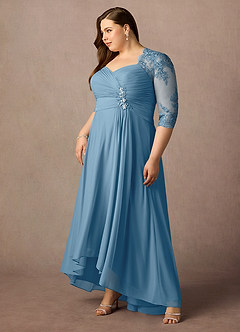 Azazie Anne Mother of the Bride Dresses Steel Blue Sheath Sweetheart Sequins Lace Dress image14