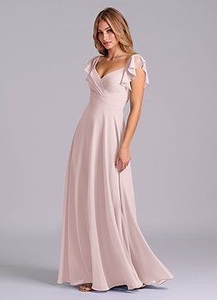 Azazie Leilani Bridesmaid Dresses Blushing Pink A-Line Pleated Chiffon Dress image4
