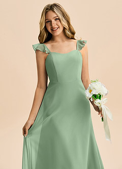 Azazie Mavie Junior Matcha A-Line Ruched Chiffon Dress image5
