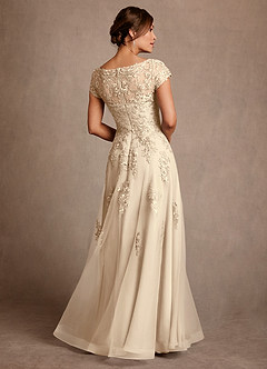Azazie Jalinda Mother of the Bride Dresses Champagne A-Line Lace Chiffon Dress image2