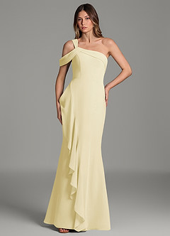 Azazie Ashlynn Jurken voor bruidsmeisjes Jurk van Chiffon met Zeemeermin Off-shoulder Citroensorbet image3