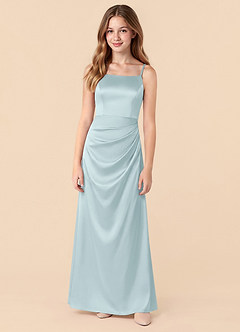 Azazie Renna Junior Robe Sirène en Satin extensible Plissée Brume image5