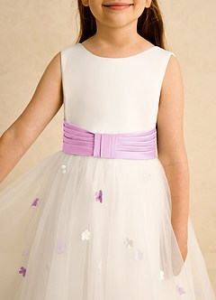 Azazie Cricket vestidos de niña de las flores Vestido de Marfil Rosa Caramelo de Satin Mate de Corte Princesa con Plisado image8