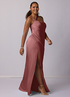 Barbie ♥ Azazie Bridesmaid Dresses Amethyst Mermaid One Shoulder Stretch Satin Dress image9
