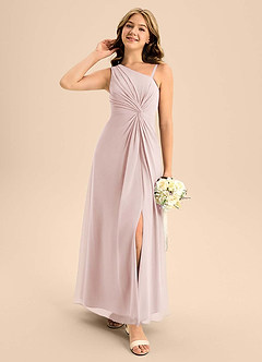 Azazie Brooke Junior Blushing Pink A-Line Side Slit Chiffon Dress image3