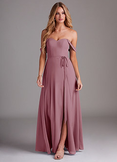 Azazie Aaron Final Sale Vintage Mauve A-Line Off the Shoulder Chiffon Convertible Dress image4