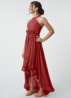 Azazie Hermione Junior Rust A-Line Chiffon Dress image4