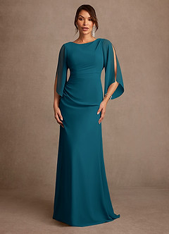 Azazie Anaheim Abiti per la Madre della Sposa Abito A-Line in Chiffon Plissettato Blu Inchiostro image1
