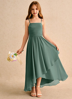 Azazie Twilight Dance Girls Formal Blumenmädchenkleider A-Linie Plissee Chiffon Kleid Seemoos image1