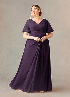 Azazie Morning Glory Mother of the Bride Dresses Plum A-Line V-Neck Ruched Chiffon Dress image5