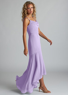 Azazie Summer Bridesmaid Dresses Lilac Mermaid Scoop Cowl Chiffon Dress image3